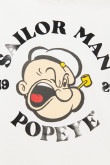 Buzo con capota crema claro y estampado de Popeye en frente