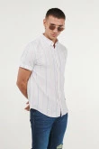 Camisa manga corta unicolor con estampado de rayas