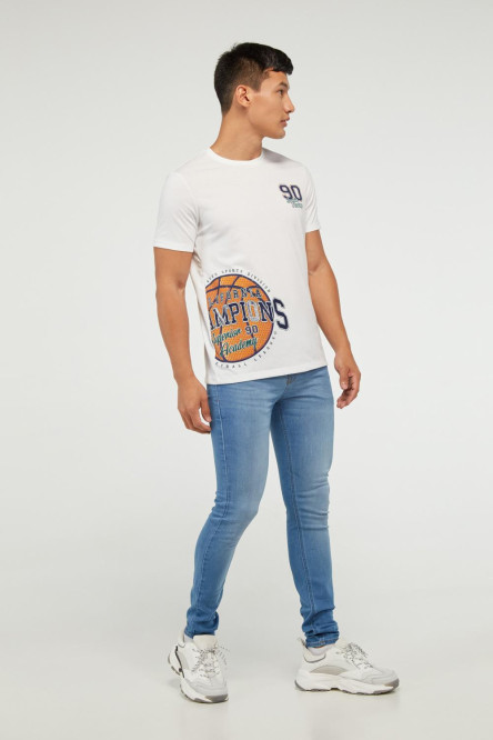 Camiseta manga corta unicolor con estampado deportivo