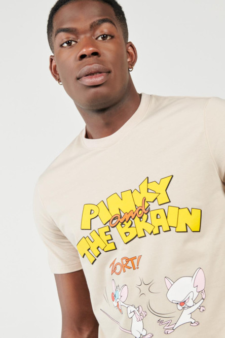 Camiseta kaky, para hombre con estampado en frente, de Pinky & Cerebro
