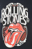 Camiseta azul intensa con estampado de Rolling Stones y manga corta