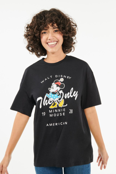 Camiseta manga corta negra con estampado de Minnie