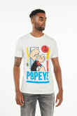 Camiseta cuello redondo crema claro con estampado de Popeye