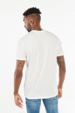 Camiseta crema clara con estampado college y manga corta