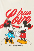 Camiseta kaky claro con cuello redondo y estampados de Mickey & Minnie