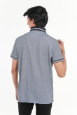 Camiseta polo azul intenso a rayas con detalles tejidos