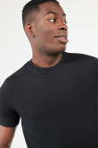Camiseta manga corta unicolor con cuello redondo en rib