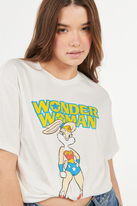 Camiseta crema claro manga corta con estampado de Lola Bunny