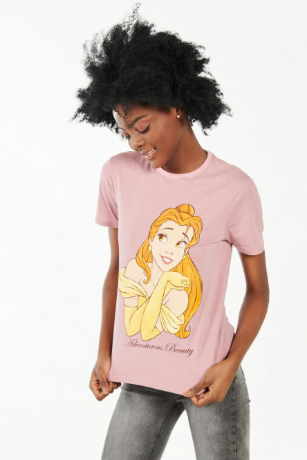 Camiseta lila claro con estampado de Princesa y cuello redondo