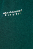 Camiseta verde oscura con cuello en V y estampado minimalista