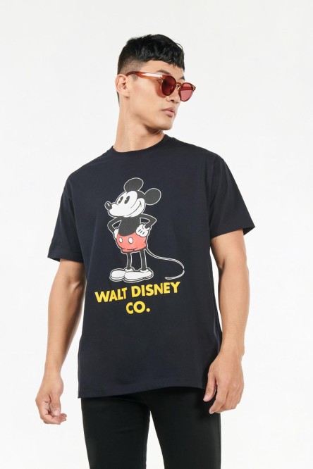 Camiseta azul intenso oversize manga corta con estampado de Mickey