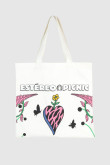 Bolso crema claro tipo tote bag con estampados del Festival Estéreo Picnic