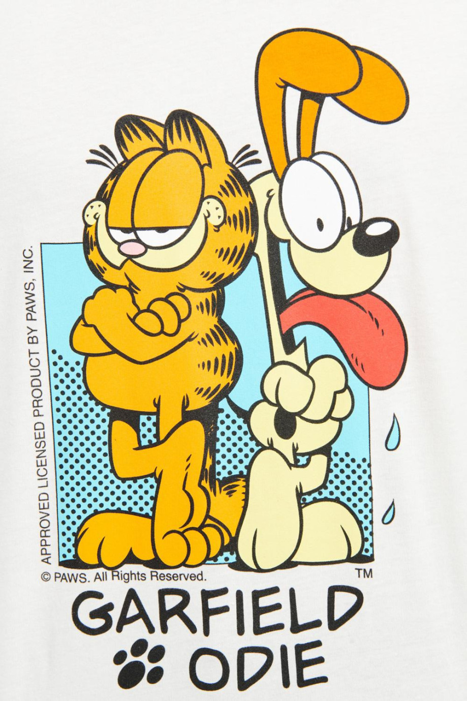 Camiseta manga corta crema clara con estampado de Garfield