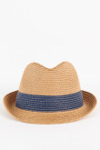 Sombrero de paja café claro con cinta azul decorativa