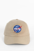 Cachucha beisbolera kaki con logo de NASA bordado