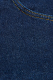 Falda en jean azul intensa tiro alto con borde deshilado