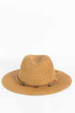 Sombrero fedora kaky oscuro de paja con lazo decorativo