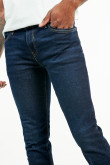 Jean tiro bajo azul intenso skinny con costuras en contraste