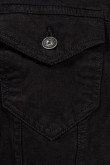 Chaqueta negra de jean con bolsillos y botones metálicos