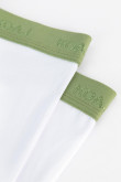 Bóxer brief blanco con elástico verde con letras contramarcadas