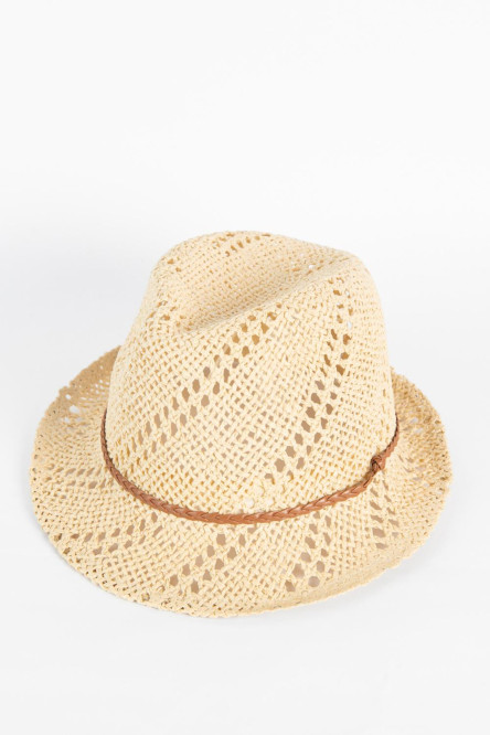 Sombrero Panamá de paja crema claro con lazo decorativo