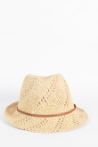 Sombrero de paja crema claro con lazo decorativo en contraste