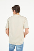 Camiseta kaky clara con estampado college de Brooklyn y cuello redondo