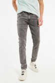 Jean skinny tiro bajo gris oscuro con costuras negras