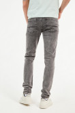 Jean skinny tiro bajo gris oscuro con costuras negras