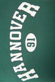 Camiseta cuello redondo verde oscura con diseño college blanco de Hannover