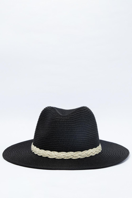 Sombrero unicolor de paja con lazo decorativo