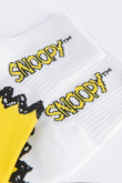 Medias blancas cortas con cortes de color y diseños de Snoopy