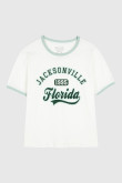 Camiseta manga corta crema clara con estampado college de Jacksonville