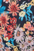 Blusa manga corta amplia unicolor con estampados florales
