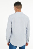 Camisa manga larga unicolor a rayas con cuello mao