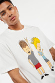 Camiseta crema clara con estampado de Beavis & Butthead y manga corta