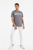 Camiseta cuello redondo gris oscura con letras college blancas de Minnesota