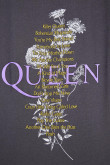 Camiseta manga corta gris intensa con arte de Queen en frente