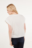 Camiseta crema clara con estampado de sol y manga corta