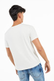 Camiseta manga corta unicolor con cuello redondo en sesgo