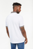 Camiseta manga corta polo blanca con detalles tejidos negros