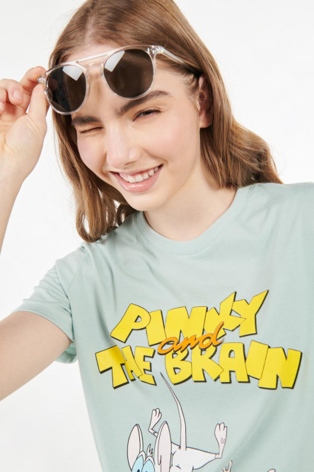 Camiseta manga corta, estampado de Pinky & Cerebro