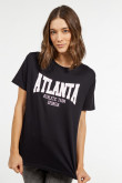 Camiseta manga corta azul intensa con estampado blanco de Atlanta