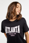 Camiseta manga corta azul intensa con estampado blanco de Atlanta