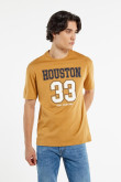 Camiseta cuello redondo kaki con diseño college de Houston