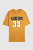 Camiseta cuello redondo kaki con diseño college de Houston