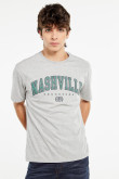 Camiseta cuello redondo gris con arte college de Nashville