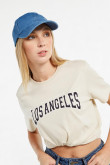 Camiseta manga corta kaki con estampado negro de Los Ángeles