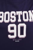 Camiseta azul intensa crop top con estampado college blanco de Boston