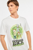 Camiseta manga corta crema con estampado de Rick & Morty